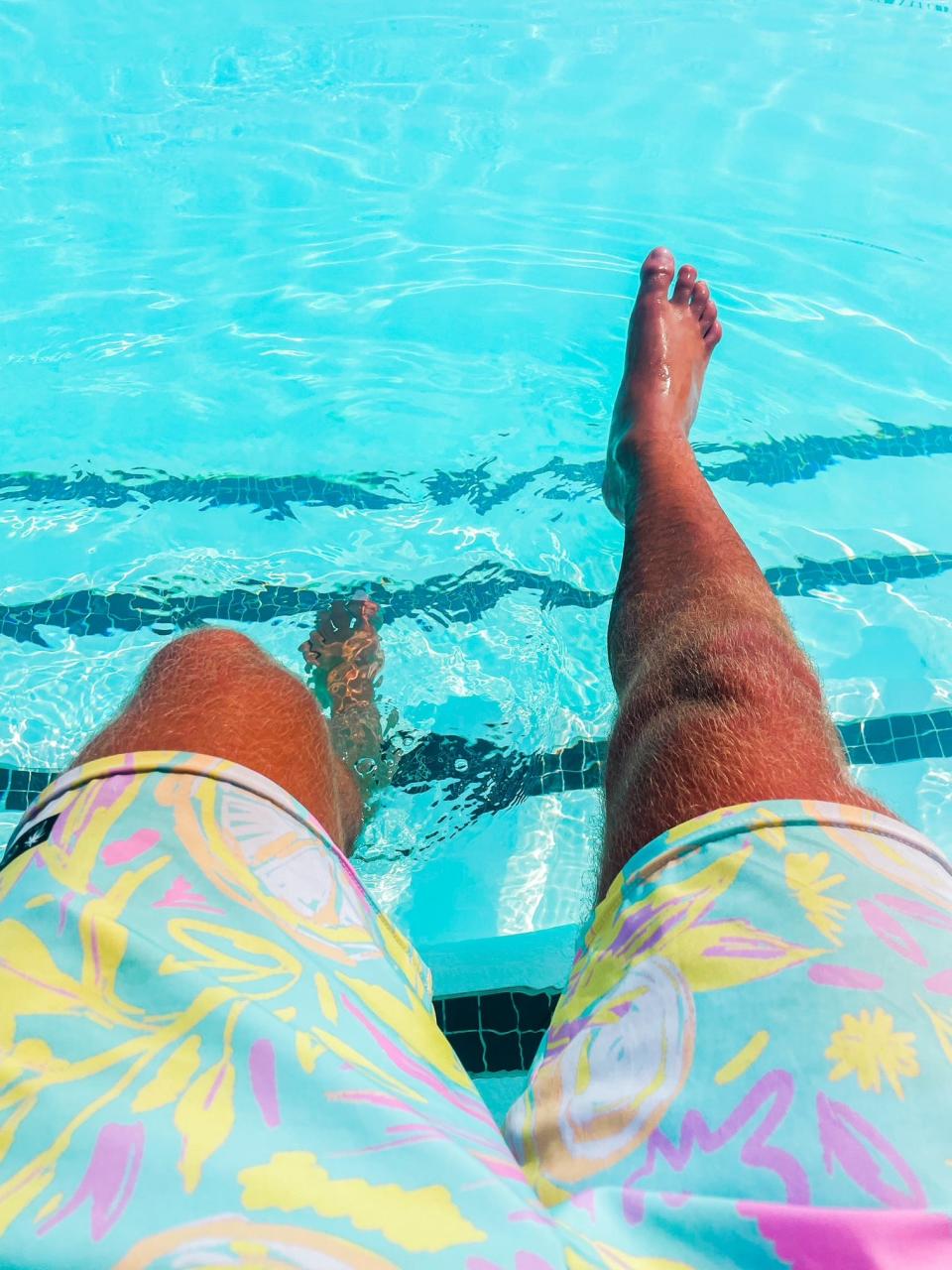 Coastal Cool features a variety of different prints in men's swim trunks, pictured here, and women's swimwear and beachwear.