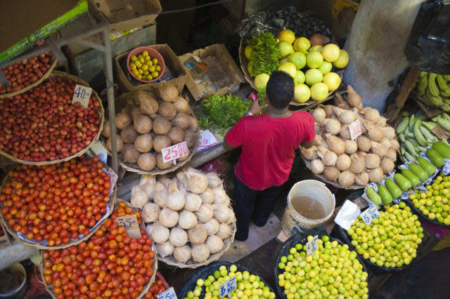 Market stall at Port Louis market, Mauritius