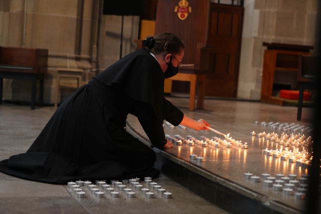 Candles are lit at Blackburn Cathedral