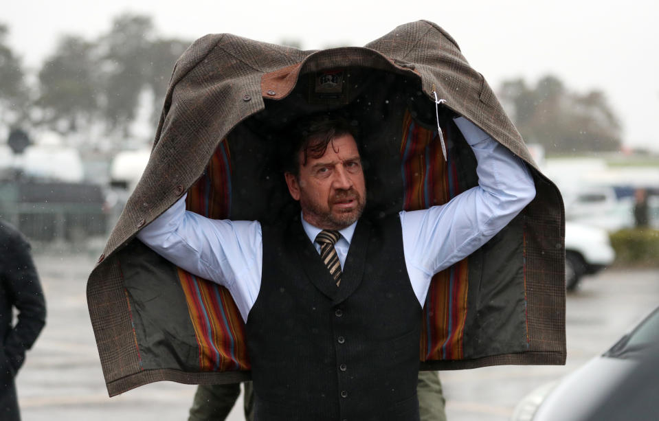 Nick Knowles arrives for Champion Day of the 2019 Cheltenham Festival at Cheltenham Racecourse.