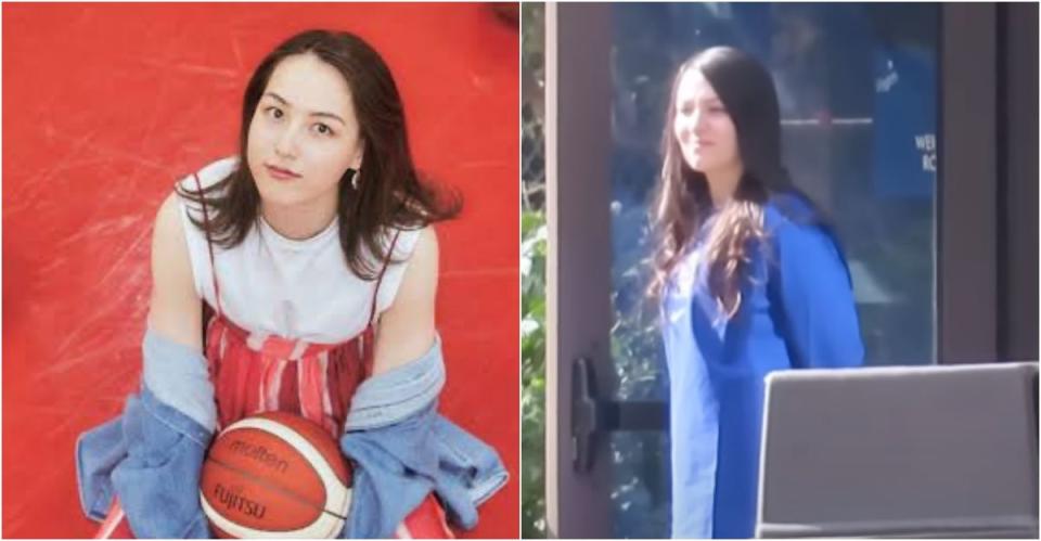 網友猜測這名神祕女子是前女籃球員田中真美子。（翻攝自@nagaimonokoromo X、FRANCHISE PLAYBALL YouTube）