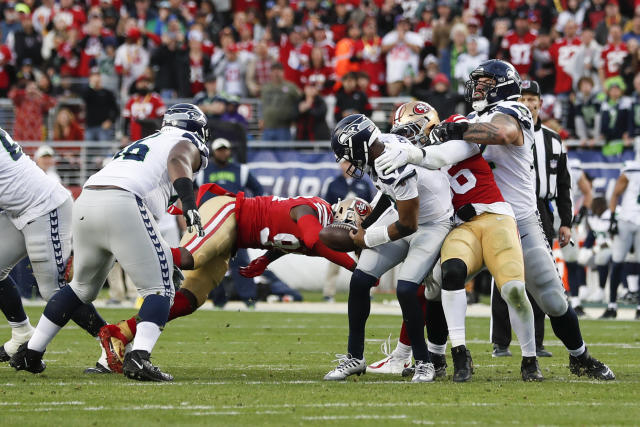 Seattle Seahawks offensive lineman Stone Forsythe is pictured during an NFL  football game against the San Francisco 49ers, Sunday, Dec. 5, 2021, in  Seattle. The Seahawks won 30-23. (AP Photo/Stephen Brashear Stock