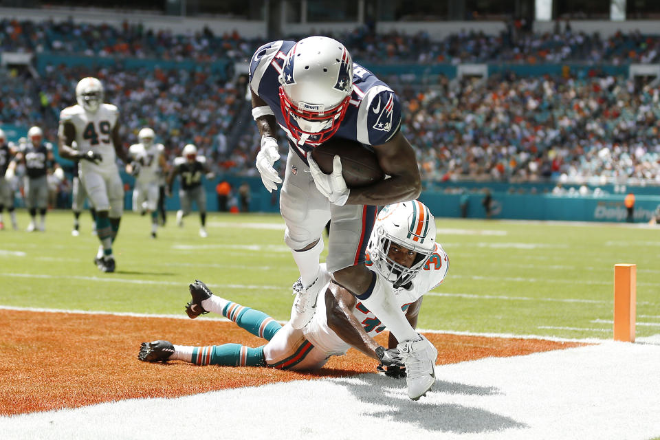 Antonio Brown scored a touchdown in his Patriots debut, and he said he's giving away the ball after he was cut. (Getty Images)