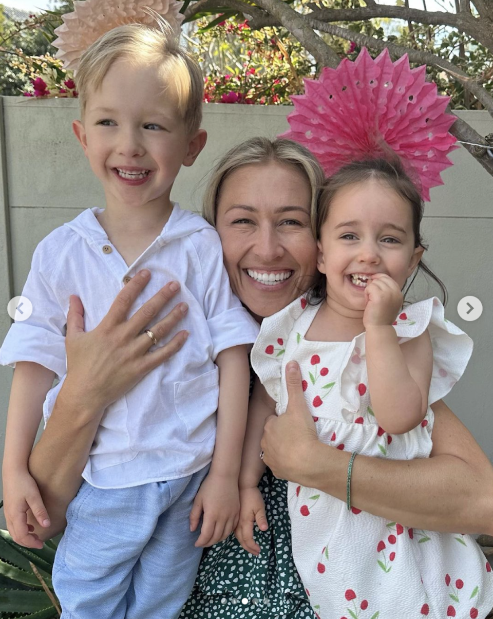 Jock Zonfrillo's wife Lauren with their two kids Alfie and Isla 