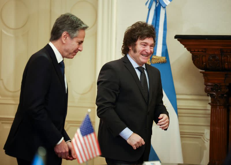 Argentina's President Milei receives US Secretary Blinken in Buenos Aires