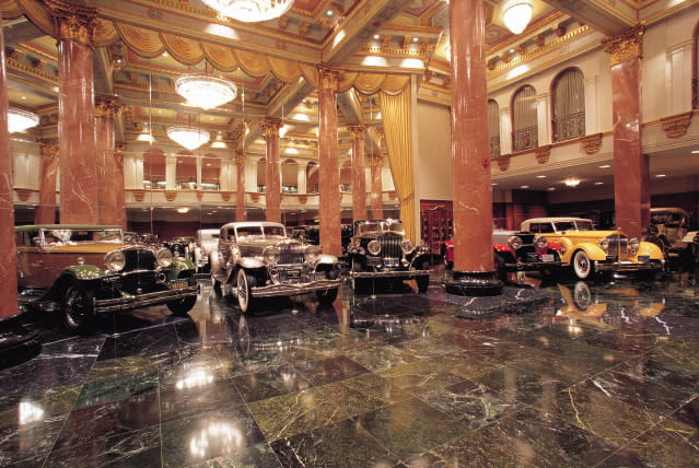 This undated image provided by the Nethercutt Collection shows the Nethercutt Collection Grand Salon, a recreation of a 1920s-1930s auto sales salon. The Nethercutt Museum in Sylmar, Calif., houses a collection of antique and rare automobiles. It's one of a number of free things to see and do in the Los Angeles area. (AP Photo/ The Nethercutt Collection)