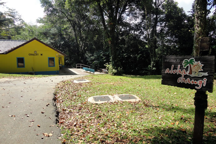 The chalet stands alone at the foot of a slope, separated from the other chalets at the Aloha Changi resort. (Yahoo! photo)