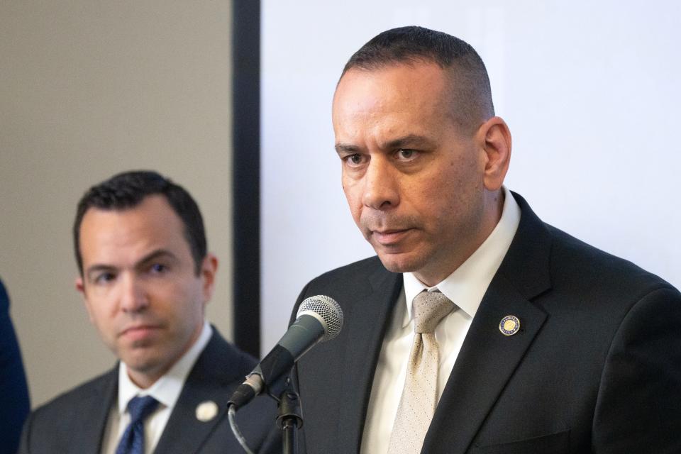 Isa M. Abbassi, at a press conference, as he assumes the position of Officer in Charge of the Paterson Police Department in Paterson, NJ on Tuesday May 9, 2023. 