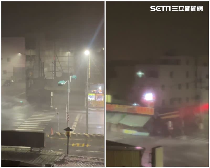 台南凌晨刮大風、下大雨，不少民眾從睡夢中驚醒。（圖／當事人提供）