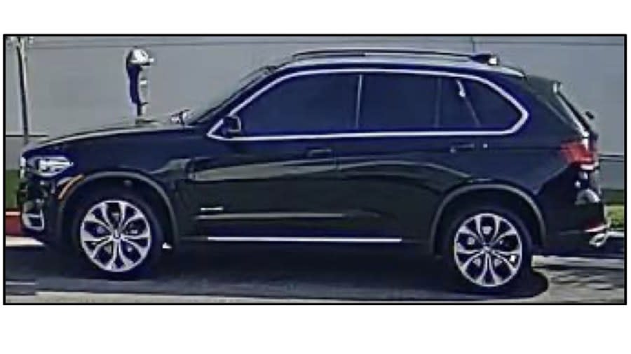 Photos shared by the FBI show the suspected getaway vehicle of a person who robbed a bank in Santa Monica on sept. 22, 2023. (FBI Los Angeles)