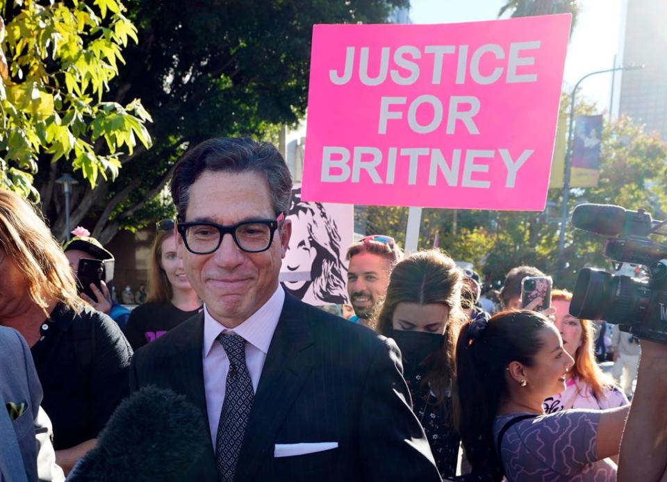 Britney Spears’s lawyer Mathew Rosengart was mobbed by fans following the end of her conservatorship (Chris Pizzello/AP) (AP)