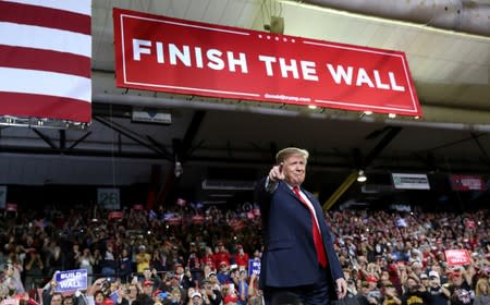 U.S. President Donald Trump speaks during a campaign rally at El Paso County Coliseum in El Paso