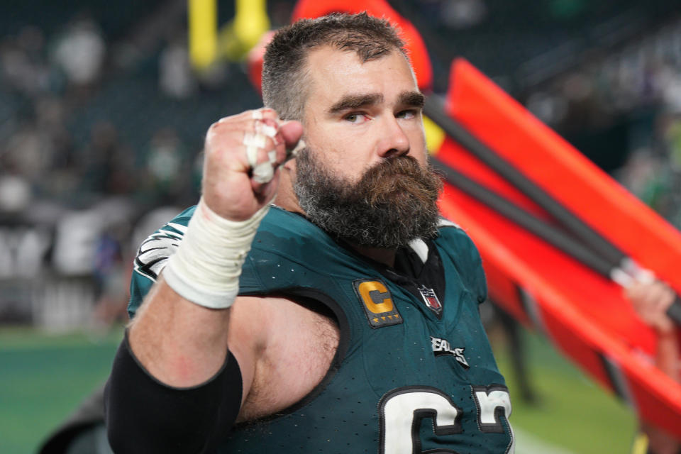 Jason Kelce has retired, so the Eagles' interior offensive line needs some fortification in the NFL Draft. (Photo by Andy Lewis/Icon Sportswire via Getty Images)