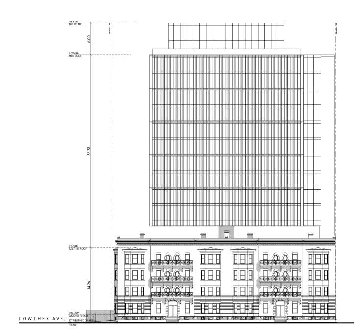 An artist's rendering of the finished product, after the developer has added scores of new units to the 118-year-old apartment building.