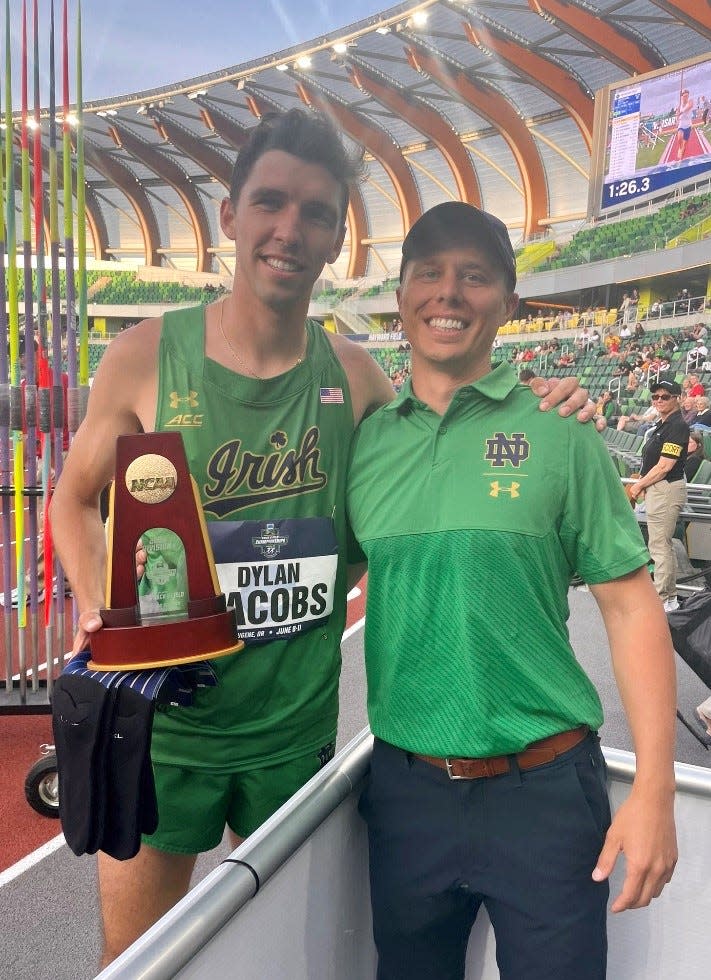 Notre Dame's Dylan Jacobs and coach Sean Carlson