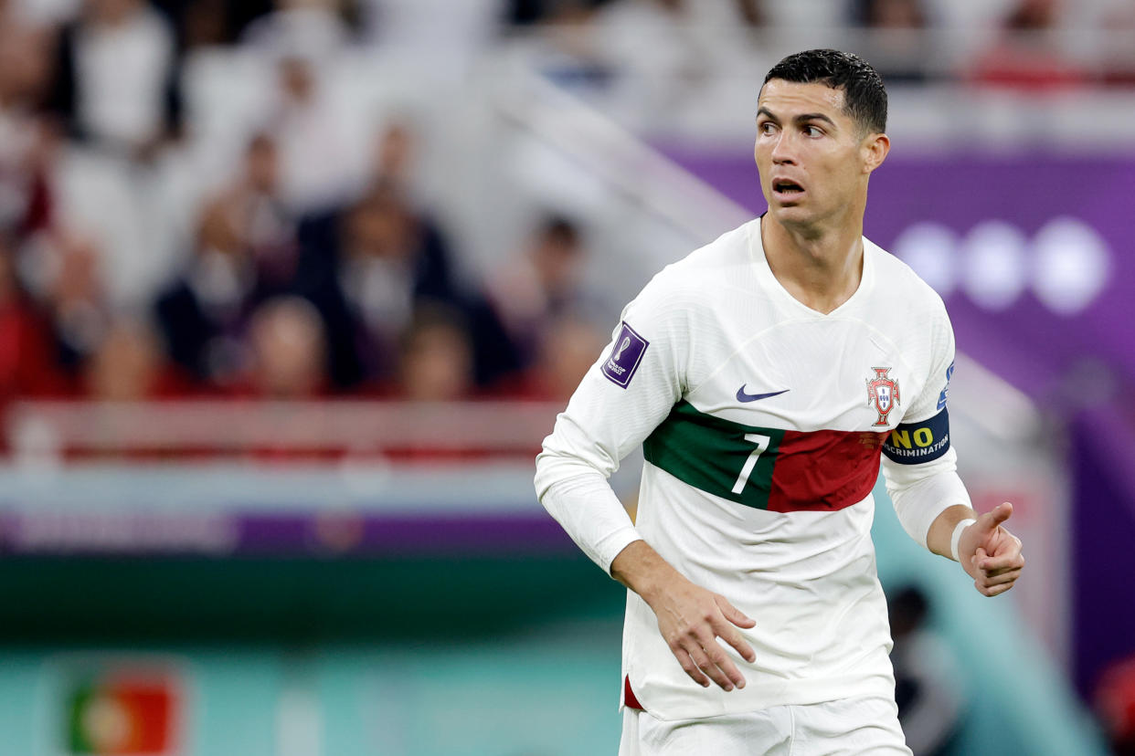 Cristiano Ronaldo appears to be moving from England to Saudi Arabia. (Photo by Eric Verhoeven/Soccrates/Getty Images)