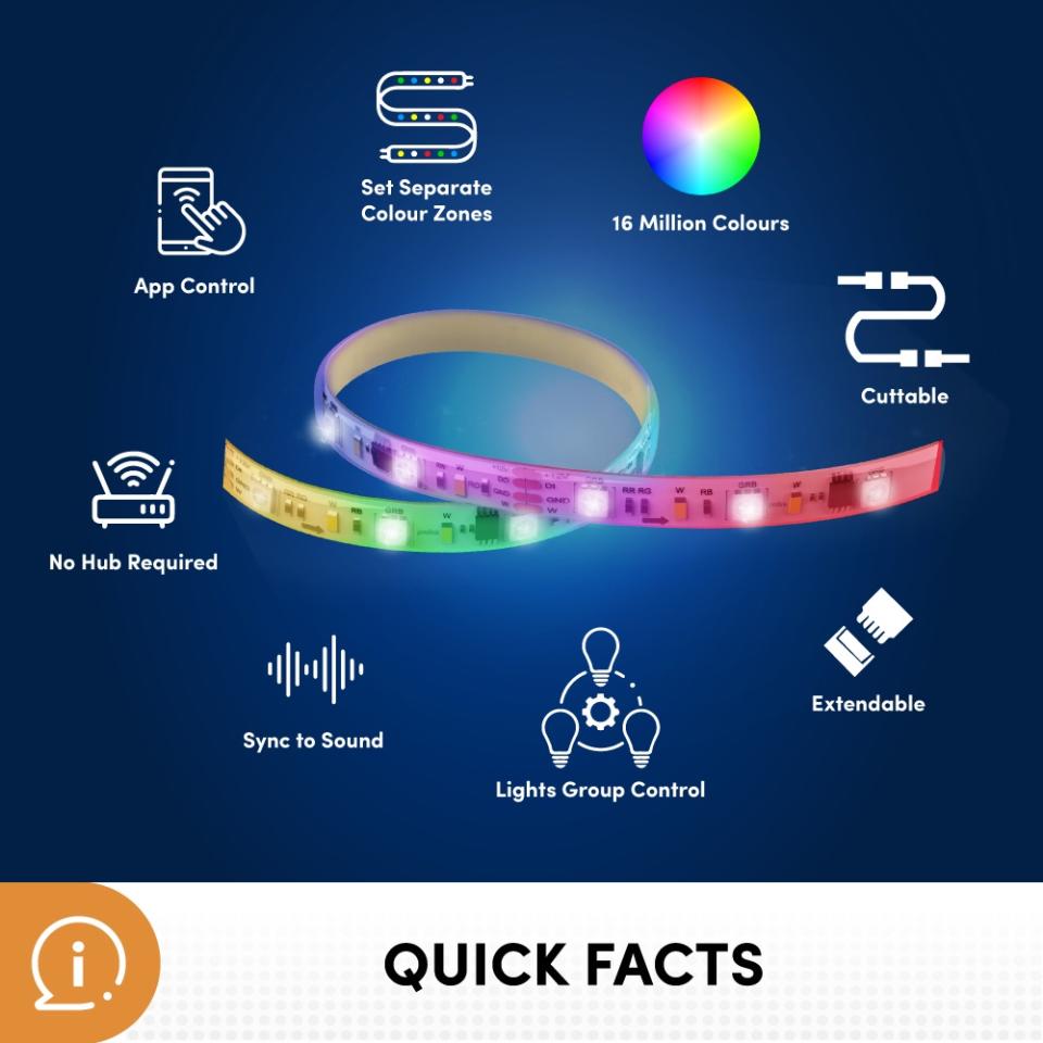 [RGBIC + Multicolour + Cuttable] Prolink DS-3602 Wi-Fi Smart LED Strip Light - 5m / 2m (Voice / App Control). (Photo: Shopee SG)