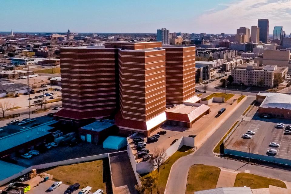 An aerial photo shows the Oklahoma County jail in downtown Oklahoma City.