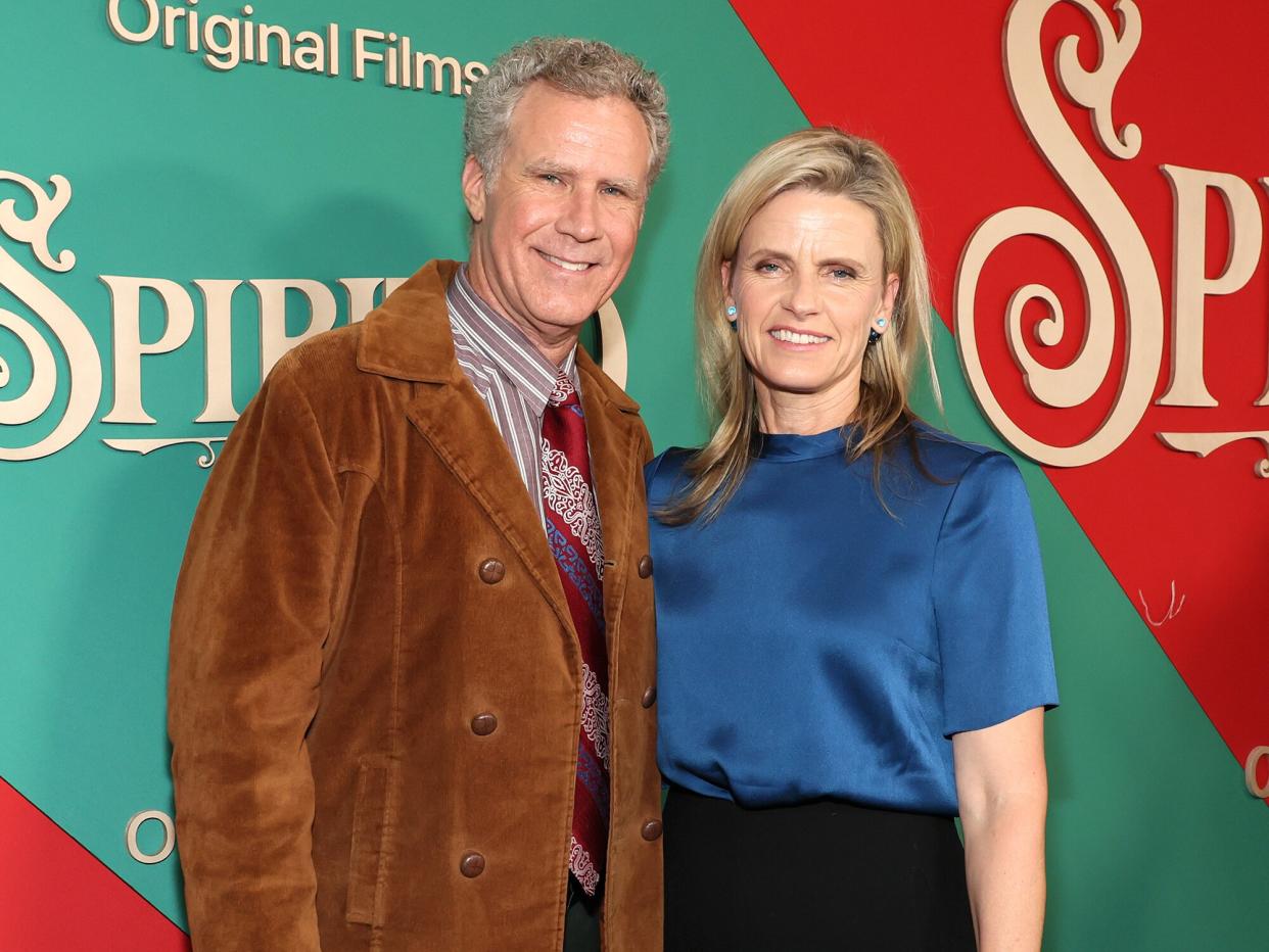 Will Ferrell and Viveca Paulin attend Apple Original Film's "Spirited" New York Red Carpet at Alice Tully Hall, Lincoln Center on November 07, 2022 in New York City