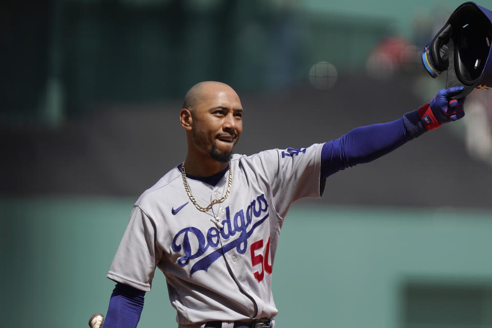 Los Angeles Dodgers' Mookie Betts is the new NL MVP favorite. (AP Photo/Steven Senne)