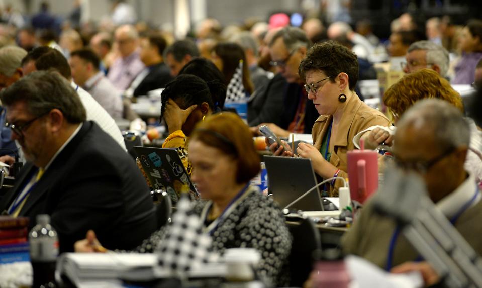 The UMC General Conference, which is the denomination's top legislative assembly, gathers for its second and final week in Charlotte. This is the general conference in session on April 30, 2024 at the Charlotte Convention Center.