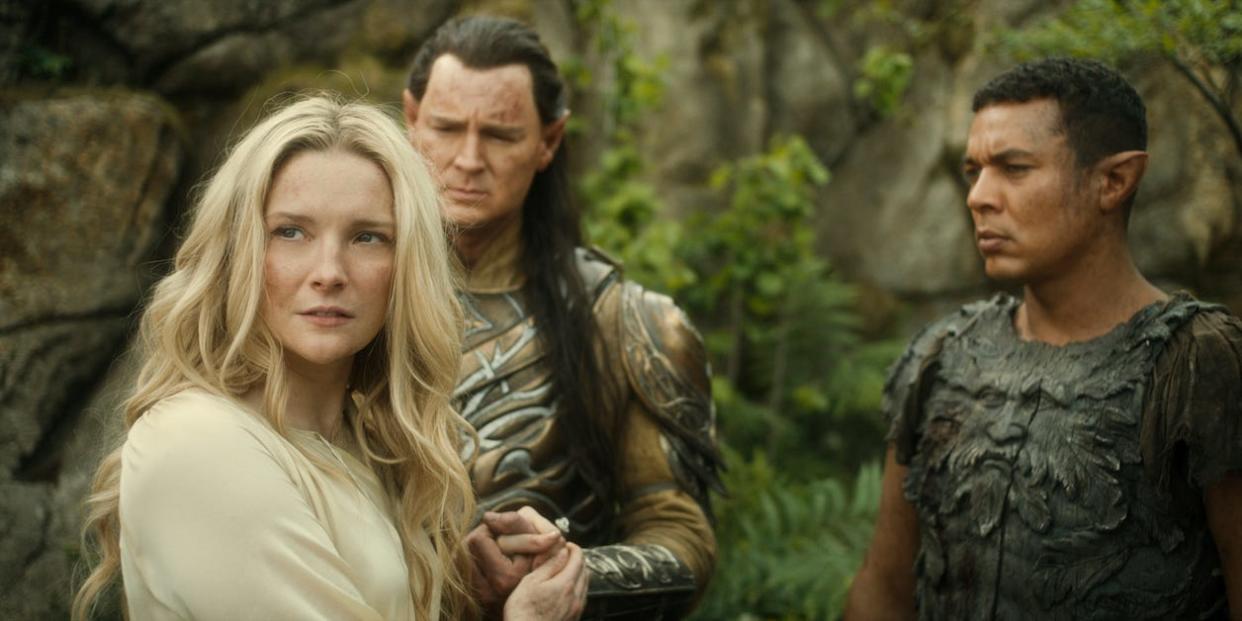 morfydd clark as galadriel benjamin walker as high king gil galad ismael cruz codova as arondir