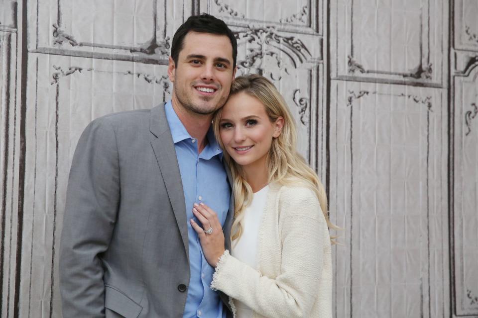 <p>The bling is real. Bachelor Ben Higgins gave Lauren Bushnell a 4.6-carat engagement ring <a href="https://www.eonline.com/de/news/748618/all-the-details-on-bachelor-winner-lauren-bushnell-s-95-000-engagement-ring-from-ben-higgins" rel="nofollow noopener" target="_blank" data-ylk="slk:valued at $95,000;elm:context_link;itc:0;sec:content-canvas" class="link ">valued at $95,000</a>. A year and half (and another<a href="https://www.imdb.com/title/tt6043450/" rel="nofollow noopener" target="_blank" data-ylk="slk:reality TV show;elm:context_link;itc:0;sec:content-canvas" class="link "> reality TV show</a>) later, the couple <a href="https://www.etonline.com/ben-higgins-on-why-his-relationship-with-lauren-bushnell-really-ended-1-year-after-their-split" rel="nofollow noopener" target="_blank" data-ylk="slk:broke off their engagement;elm:context_link;itc:0;sec:content-canvas" class="link ">broke off their engagement</a>. That’s okay, though. Lauren is happily married to <a href="https://www.womenshealthmag.com/relationships/g31130403/bachelor-bachelorette-contestants-dated-celebrities/" rel="nofollow noopener" target="_blank" data-ylk="slk:country singer Chris Lane;elm:context_link;itc:0;sec:content-canvas" class="link ">country singer Chris Lane</a>, and Ben just <a href="https://www.instagram.com/p/B-X_44dlf_h/" rel="nofollow noopener" target="_blank" data-ylk="slk:got engaged to Jessica Clarke;elm:context_link;itc:0;sec:content-canvas" class="link ">got engaged to Jessica Clarke</a>, who was not part of the franchise.</p>