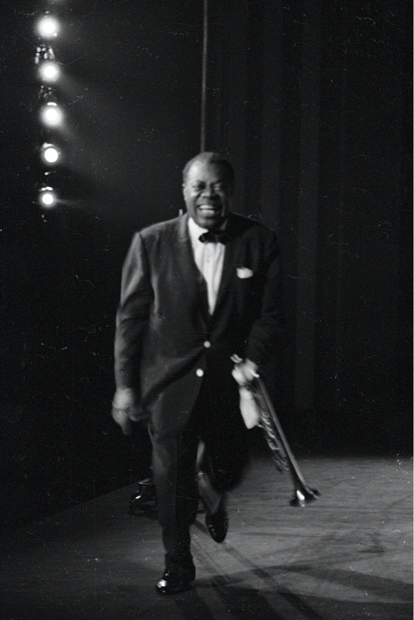 Louis Armstrong with his trumpet