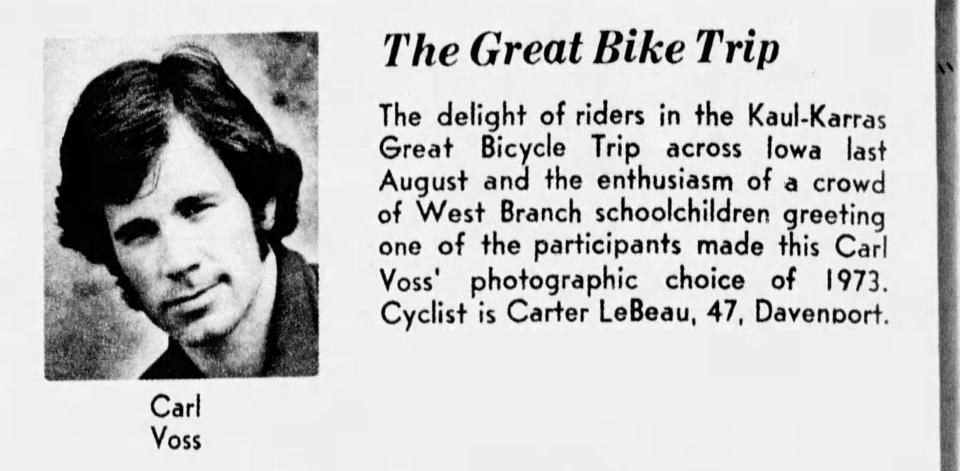 Carl Voss was a Des Moines Register photographer in 1973. He has been on or worked part of every RAGBRAI.