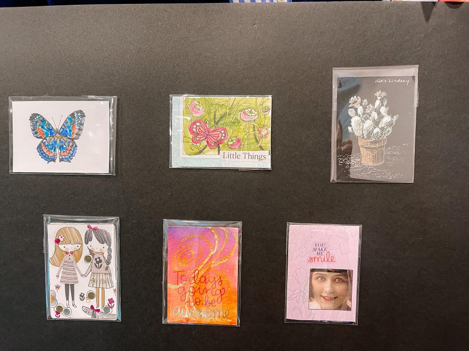 A variety of artist trading cards from Tim Wiegenstein’s collection were on display at Fountain City Library in May.