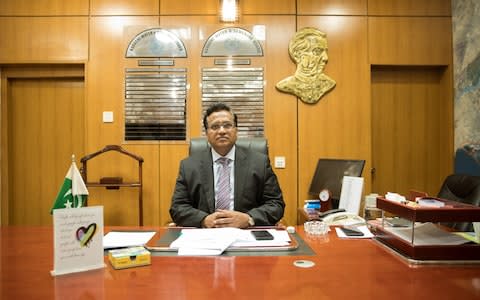 Khalid Mehmood Sheikh, Managing Director of Karachi Water & Sewerage Board since March-2018, poses for a portrait inside his office in Karachi on December 5, 2018 - Credit: Insiya Syed/The Telegraph