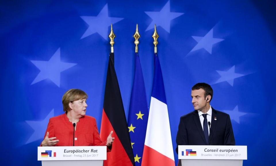 Angela Merkel and Emmanuel Macron at the EU summit, 23 June 2017