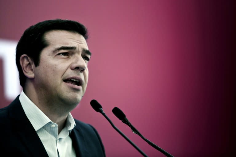 Alexis Tsipras, leader of the radical leftist party Syriza, gives a speech at the party's central committee in Athens on August 29, 2015