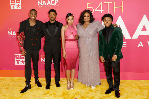 <p><strong> Jordan E. Cooper</strong>, <strong>Vince Swann</strong>, <strong>Briyana Guadalupe</strong>, <strong>Ms. Pat</strong>, and<strong> Theo Barnes</strong></p><p><a href="https://www.gettyimages.com/detail/1469584346" rel="nofollow noopener" target="_blank" data-ylk="slk:Frazer Harrison/Getty Images" class="link ">Frazer Harrison/Getty Images</a></p>