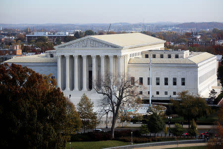 FILE PHOTO: A general view of the U.S. Supreme Court building in Washington, U.S., November 15, 2016. REUTERS/Carlos Barria/File Photo