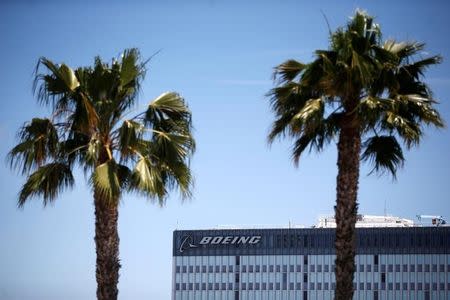 The logo of Boeing (BA) is seen in Los Angeles, California, United States, April 22, 2016. REUTERS/Lucy Nicholson/File Photo