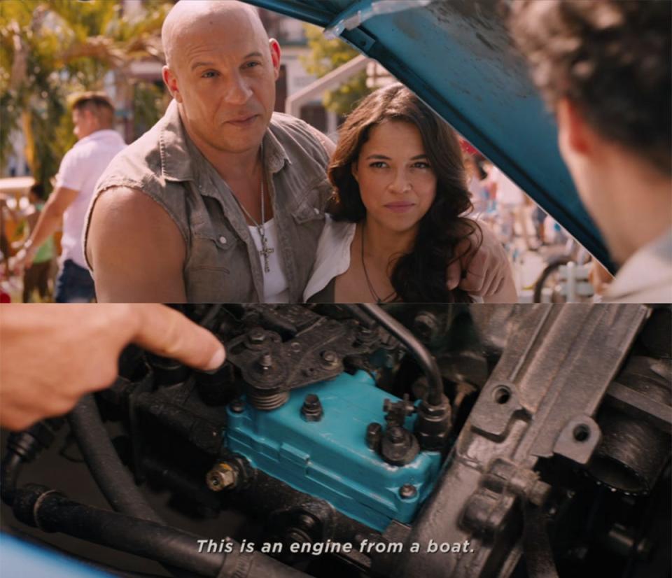 Dom and Letty Fate of the Furious boat engine