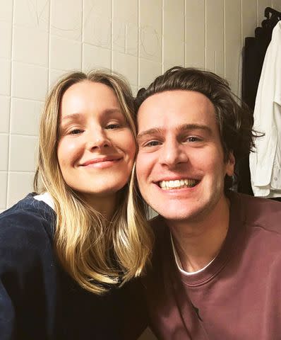 <p>Kristen Bell/Instagram</p> Kristen Bell and Jonathan Groff in NYC.