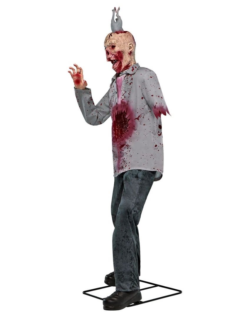 Spirit Halloween's Rick Ratman zombie animatronic figure, side view 