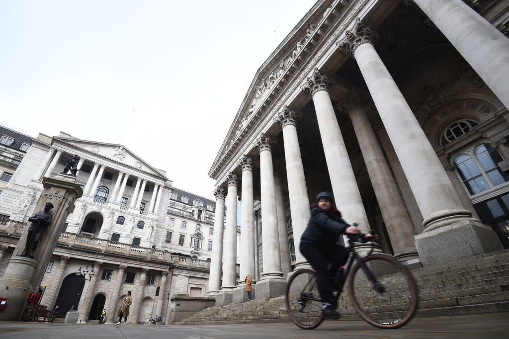 The Bank of England will gather this week to decide on interest rates as it comes under mounting pressure to rein in rising prices after the biggest jump in inflation for at least 24 years. (PA Wire)