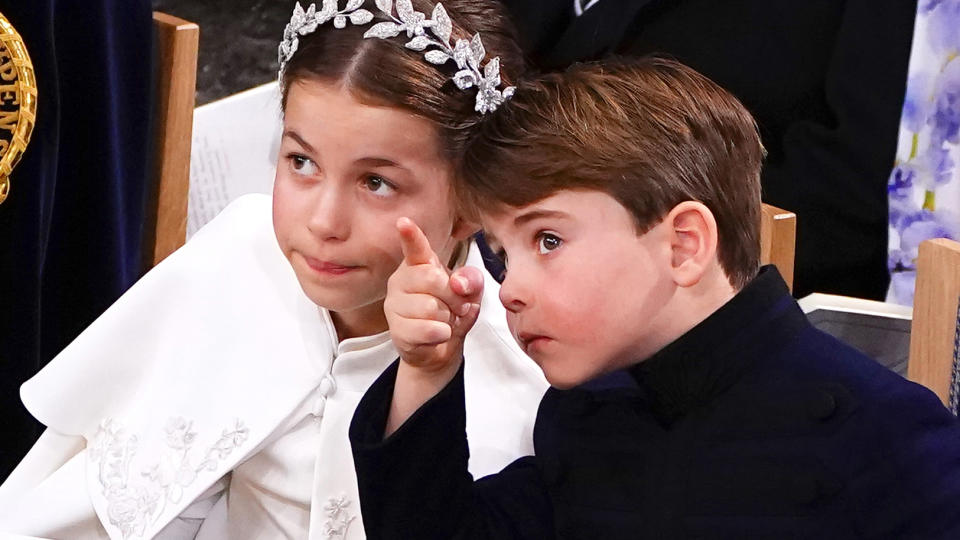 Prince Louis and Princess Charlotte at King Charles's coronation