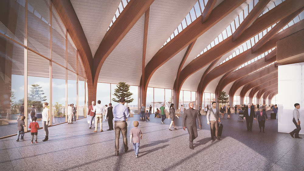 An artist’s impression of the planned Interchange station which will serve Solihull, the West Midlands, Birmingham Airport and the NEC (Picture: PA)