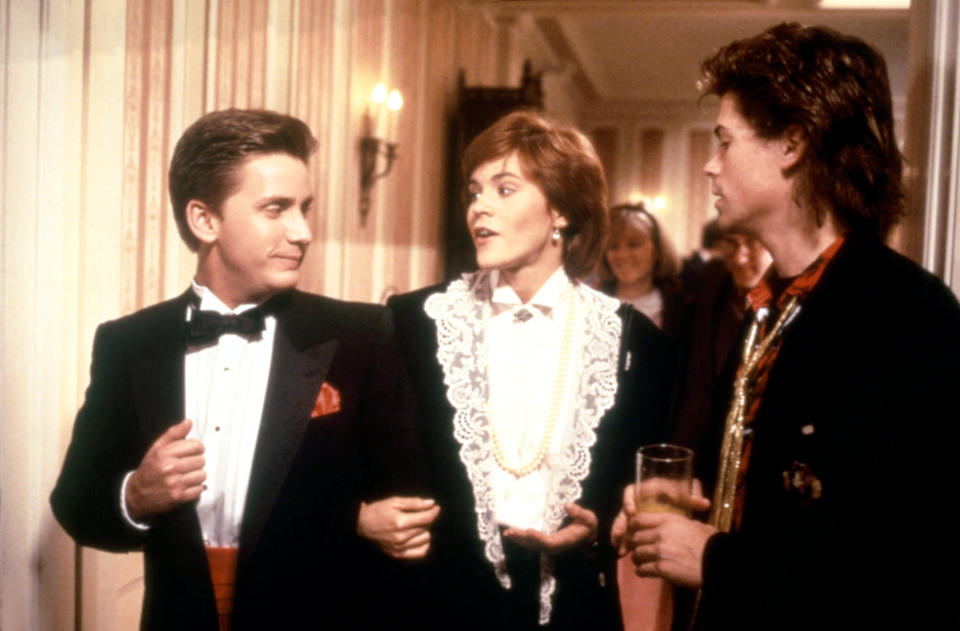 (L-R) Emilio Estevez, Ally Sheed and Rob Lowe in ‘St. Elmo’s Fire’