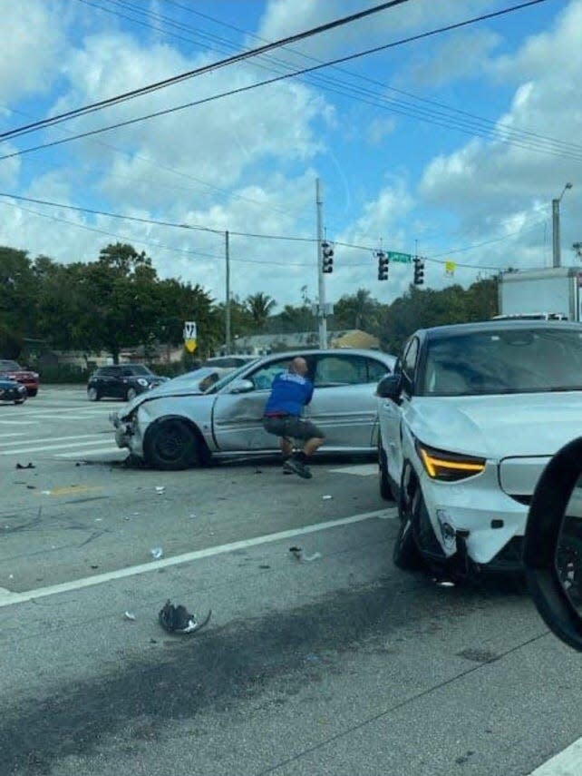 Leo Zupo pulled a woman from her burning car in early April after a wreck unfolded near the intersection of Gateway Boulevard and Lawrence Road in Boynton Beach.
