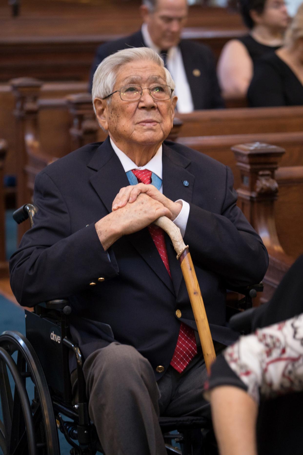 Hiroshi "Hershey" Miyamura was born in Gallup, New Mexico, on Oct. 6, 1925, and joined the U.S. Army during World War II in January 1945 as part of the all-Nisei 100th Infantry Battalion, 442nd Infantry Regiment, composed mostly of Japanese Americans.
