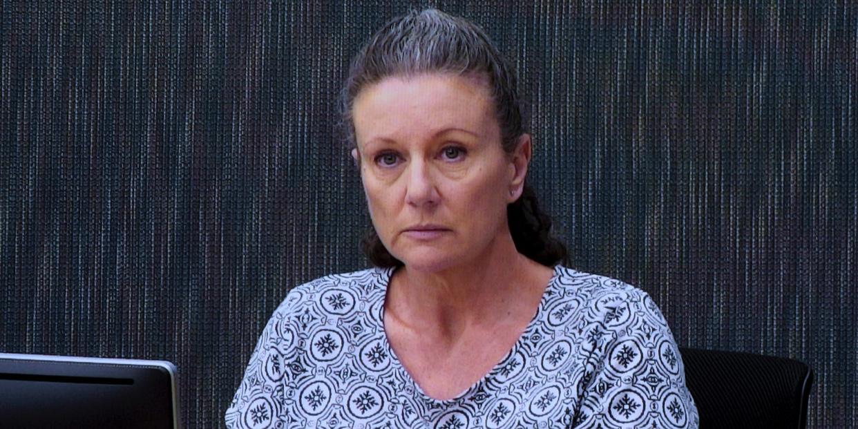 Kathleen Folbigg appears via video link during a convictions inquiry at the NSW Coroners Court in Sydney, Australia on May 1, 2019. Nearly two decades after Folbigg was convicted of killing her four children, dozens of scientists are backing the claim that they may have died of natural causes.