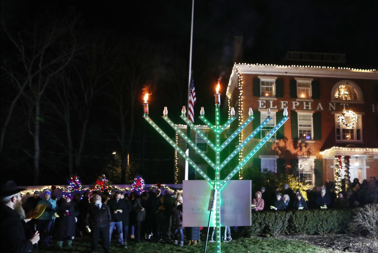 The Chabad of Yorktown and Somers hosted a Hanukkah celebration and menorah lighting at the historic Elephant Hotel and Somers Town Hall Dec. 7, 2023.
