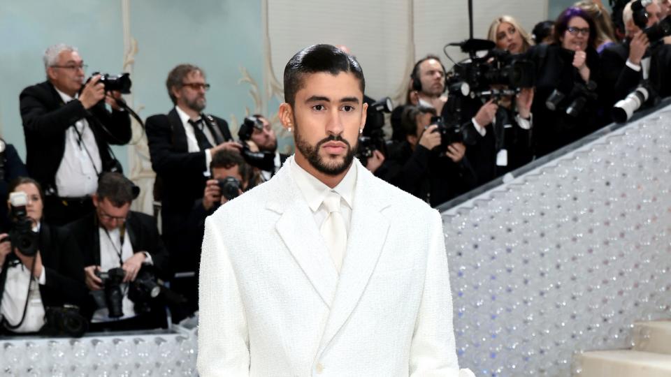 bad bunny at 2023 met gala in white suite