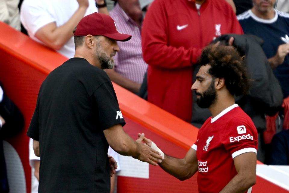 Klopp hit back against criticism of Salah for returning to Liverpool for treatment (Liverpool FC via Getty Images)