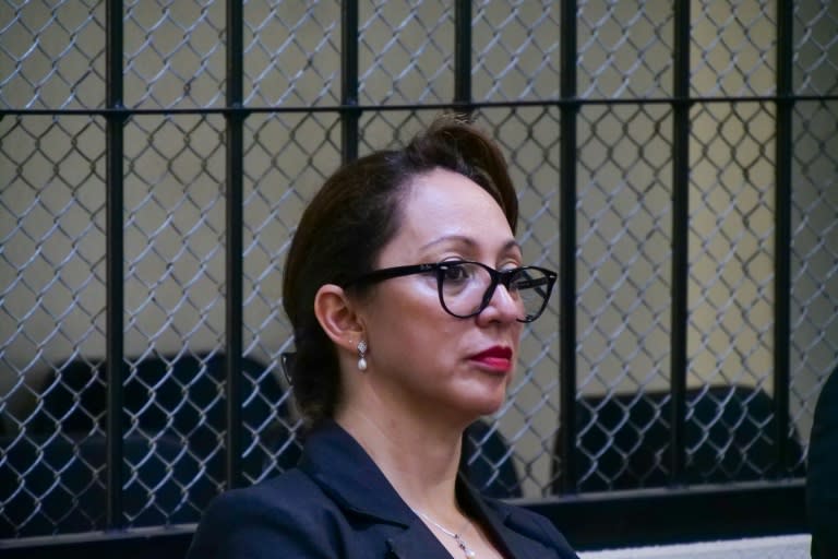 La abogada guatemalteca Virginia Laparra, exjefa de la Fiscalía Especial contra la Impunidad (FECI) durante una audiencia en Quetzaltenango, Guatemala, el 8 de julio de 2024. (Gustavo RODAS)